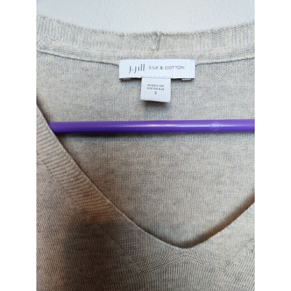 J Jill Silk And Cotton Pullover V Neck Lomg Sleeve Sweater Oatmeal Sz S - Picture 6 of 9
